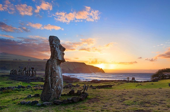 Ahu Tongariki is the largest ceremonial structure built on Easter Island and the most important megalithic monument in all of Polynesia.