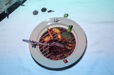 3D tabletop projection as part of an immersive dining experience at Le Petit Chef in Roodepoort, South Africa.