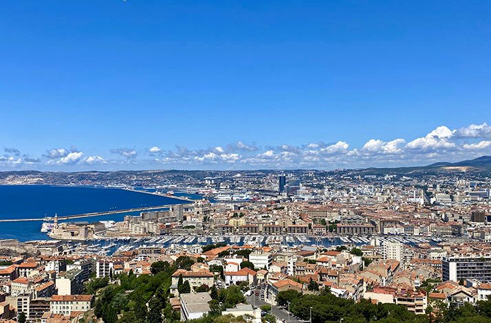 A view of the panoramic Marseille Skyline Aerial