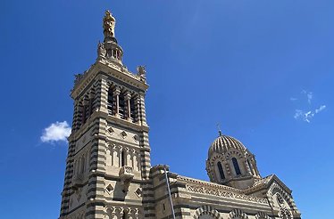A view of the Basilica of Notre-Dame of la Garde in Marseille