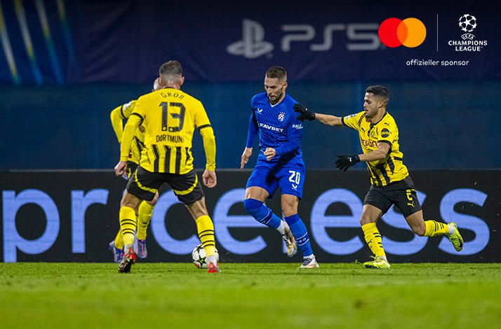 UEFA Champions League match between Dinamo and Borussia Dortmund.