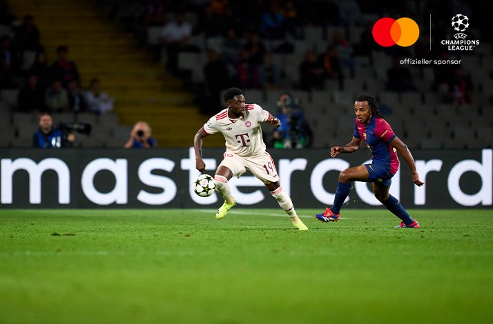 Players of FC Bayern München and FC Barcelona photographed during an UEFA Champions League match
