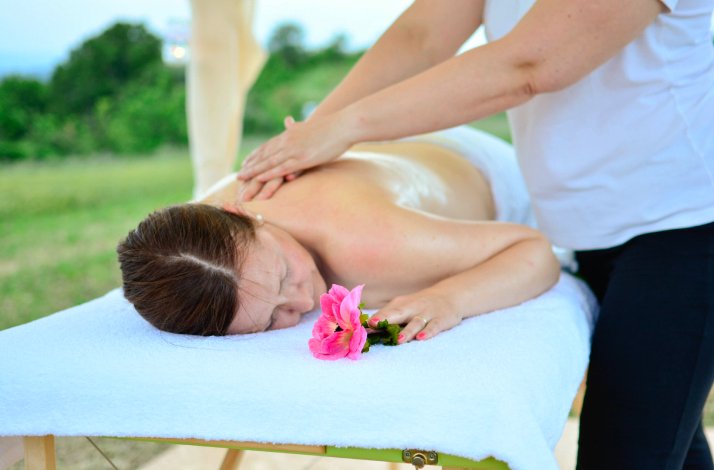 A woman getting an an aroma massage in Istria.