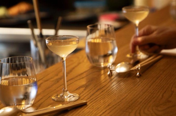 Drinks in various glasses at Club Matador.