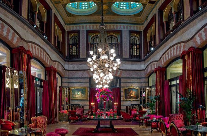 Interior of the Pera Palace Hotel located in Istanbul, Turkey.