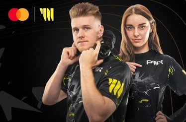 World top popular content creators Lachlan Power and Loserfruit in black T-shirts. Mastercard and PWR logos in top left corner.