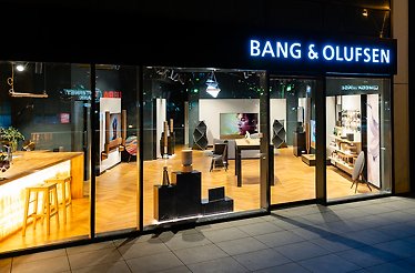 Storefront with a Bang & Olufsen sign