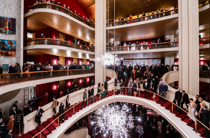 The interior of the Met Opera, full of theater goers