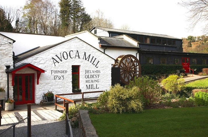 Woolen mill of Avoca Mill in the green garden in Ireland.