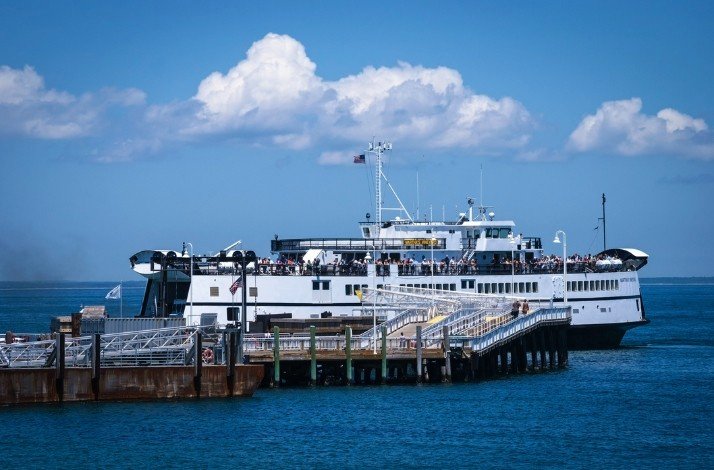 A ferry approaching Martha's Vineyard.