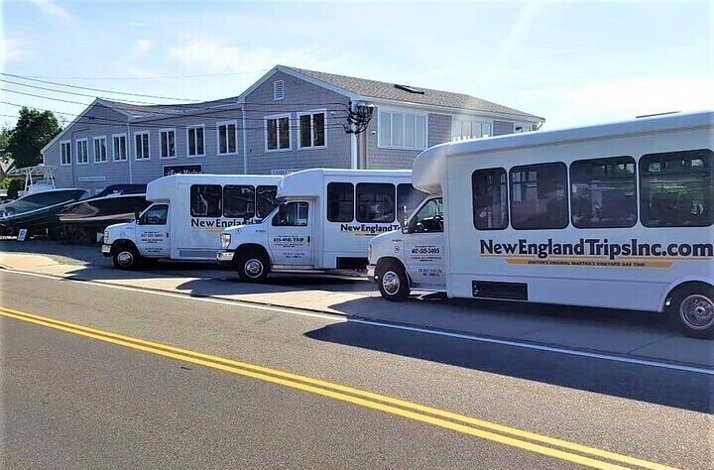 3 of  New England Trips Inc air-conditioned mini-coach bus that will take participants along the Cape Cod Canal during the experience.