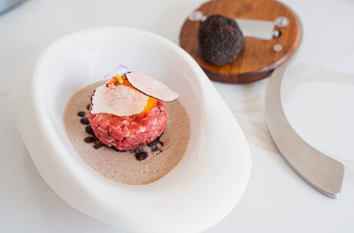 A desert dish with fresh truffle for special nine-course menu by Chef Pasquale Martinelli.
