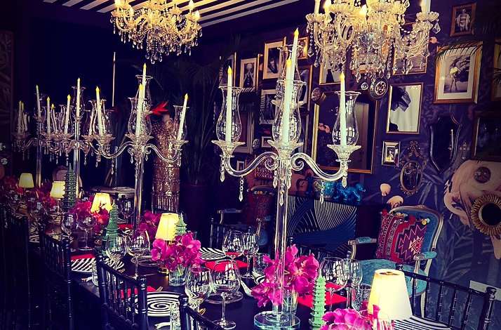 A dinner table decorated with candles at restaurant Little Social