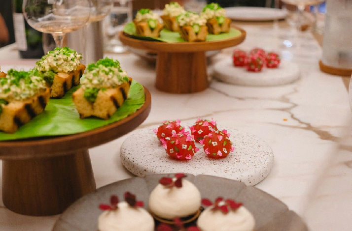 A table full of special dishes made by Chef Ethan at Kanves, the home dining studio of his.