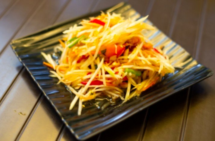 A plate of regional Thai Papaya Salad