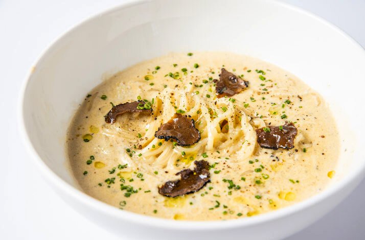 A truffle udon dish served in Time Out market Dubai
