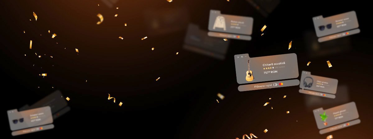 E-commerce offers on a black and gold background.