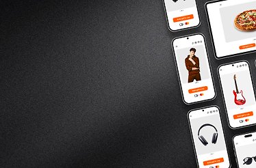 Display of collections of mobile app user, showcasing elements from a e-commerce