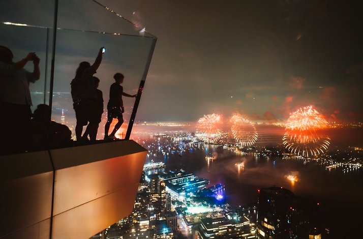 Guests viewing July Fourth fireworks from Edge.