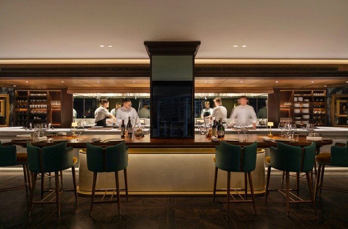 Chef Jason Aterton's team cooking in the Row on 45 open kitchen.