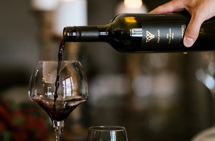 Fine Piggs Peake wine being poured, showcasing sophistication and craftsmanship
