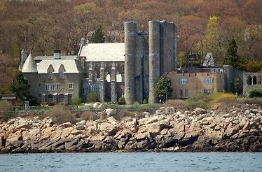 The view from the harbor on the Hammond Castle Museum