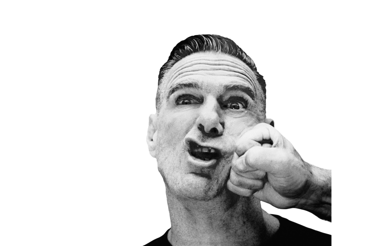 Promotional black and white banner for Bryan Adams: Roll With The Punches.