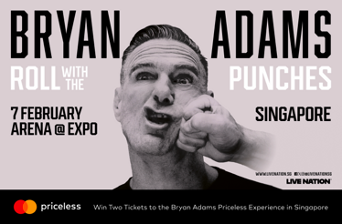 Promotional poster for HSBC Singapore Bryan Adams Priceless Experience. Featuring Live Nation and Mastercard logos