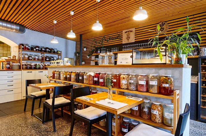 Dining area of the Sůl & řepa restaurant.