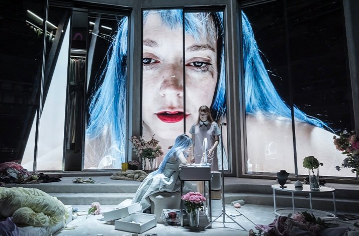 Actresses performing  Jean Genet's The Maids on stage of the Donmar Warehouse