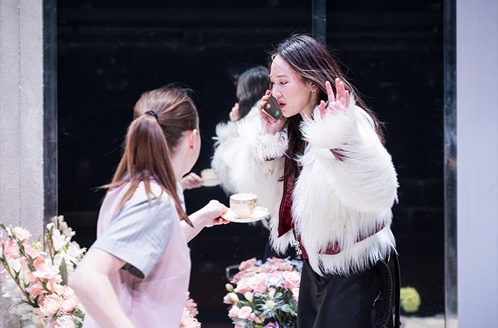 Actresses performing  Jean Genet's The Maids on stage of the Donmar Warehouse
