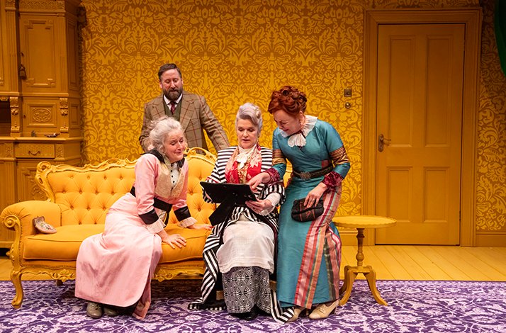 The actors performing J.B. Priestley's When We Are Married at Donmar Warehouse on stage