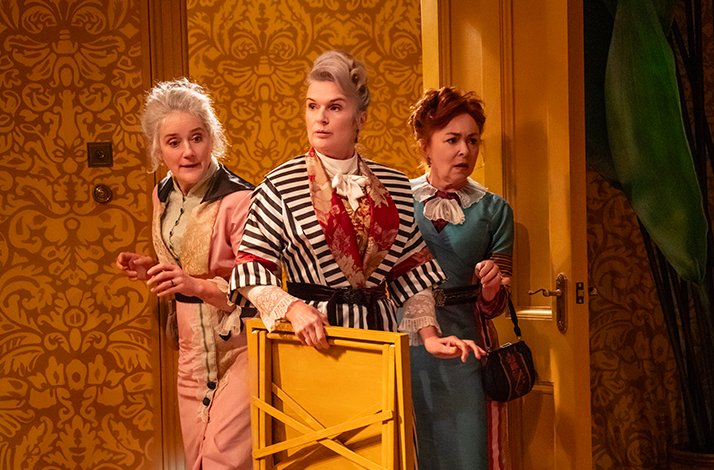 The actors performing J.B. Priestley's When We Are Married at Donmar Warehouse on stage