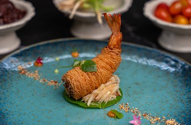 One of the dishes from the 10-course Thai tasting menu served at Chim by Siam Wisdom restaurant in Bangkok.