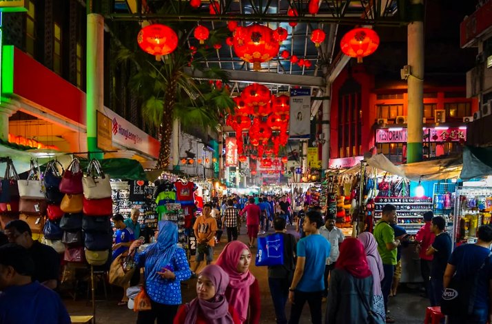 Kuala Lumpur market with back alleys and the city's famed hawker food stalls.