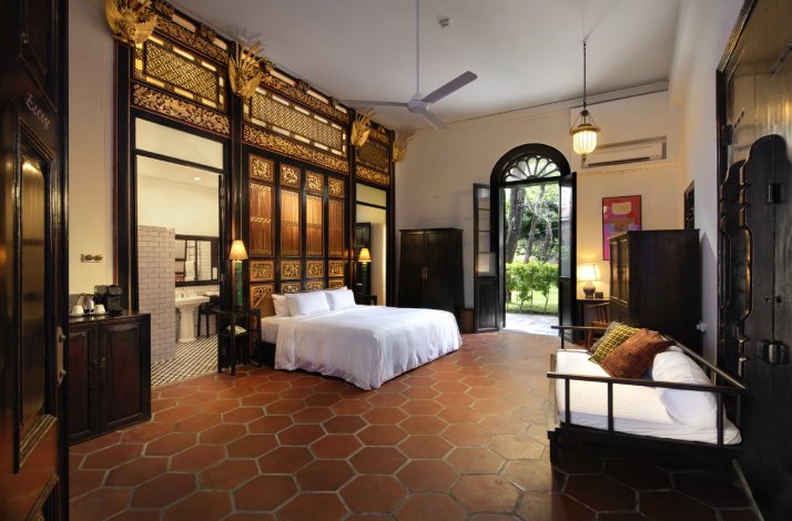 The interior of a suite in the Blue Mansion hotel in George Town, Malaysia.