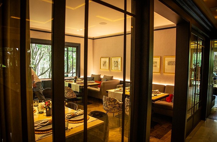 The lounge of Casa Ó's culinary restraurant  that bridges French and Mexican cuisine 