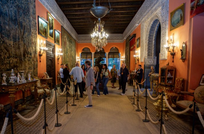 Visit Seville's Palacio de Las Dueñas with exclusive upper-floor access: In Seville, Spain The magnificent interior of historical Palacio de Las Dueñas