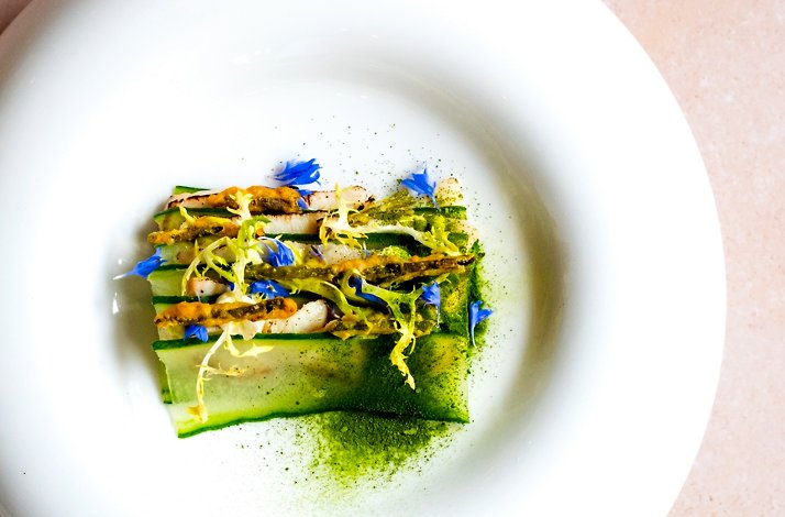 Fine dining dish at Amused Food & Wine.