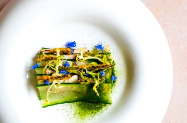 Fine dining dish at Amused Food & Wine.