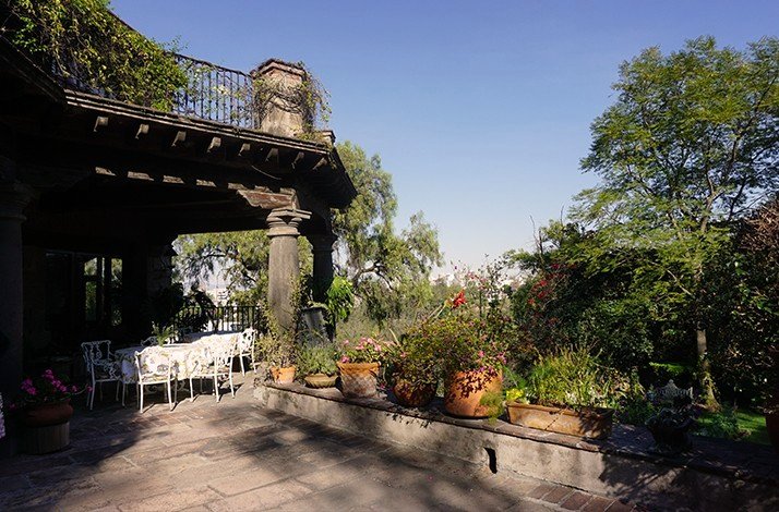 The garden view from the home designed by famed architect Manuel Parra.
