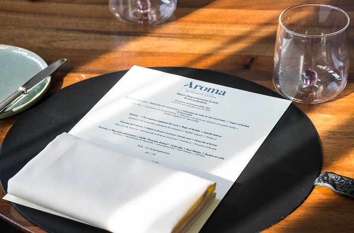 Lunch tasting menu from the restaurant Aroma by Pasquale Carfora.