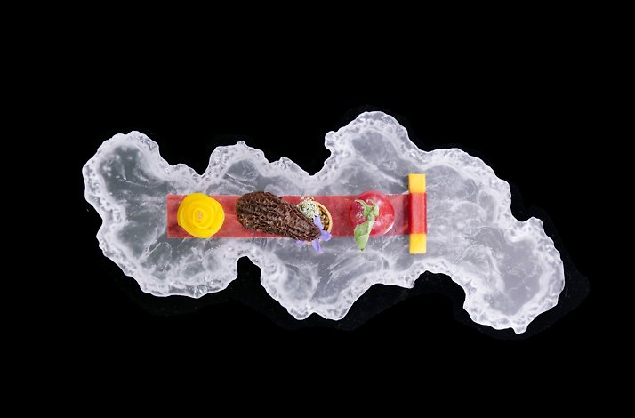 One of the dishes from the vegetarian menu served at King's Joy restaurant in Beijing, China.