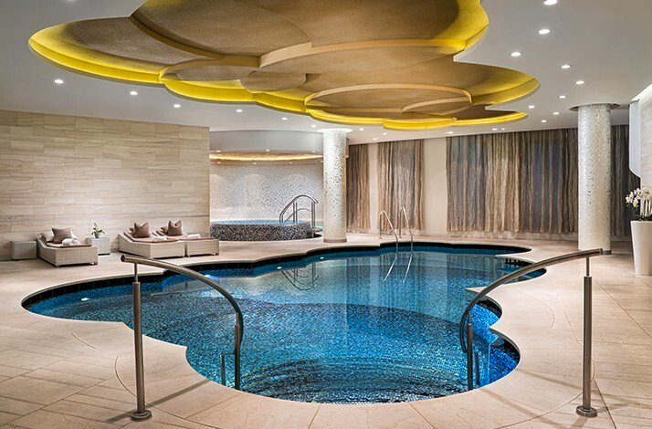 The indoor swimming pool at the Waldorf Astoria Spa Berlin, Germany.