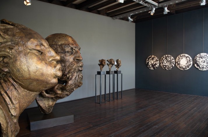 Indoor of Fundacion, to the left a Javier Marin schulpture