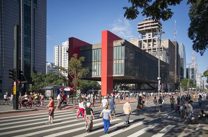 The exterior of building of Sao Paulo Museum of Art Assis Chateaubriand.