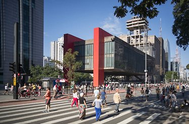 The exterior of building of Sao Paulo Museum of Art Assis Chateaubriand.