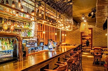 Bar stand at the Livada restaurant in Romania.