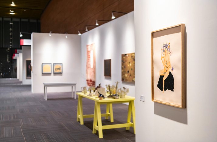 The interior and exposition in the art gallery in Bogota