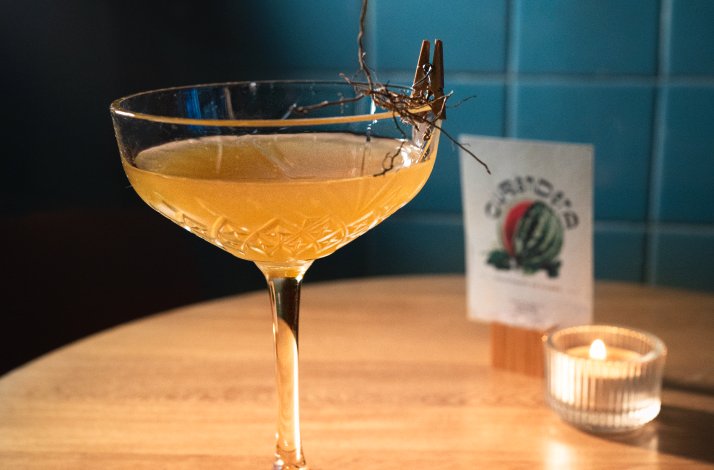 A close shot of a viche-focused cocktail prepared under the guidance of local expert Vanessa Jaramillo